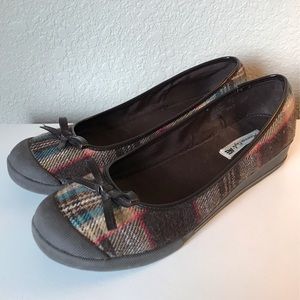 Plaid Wedge Flats